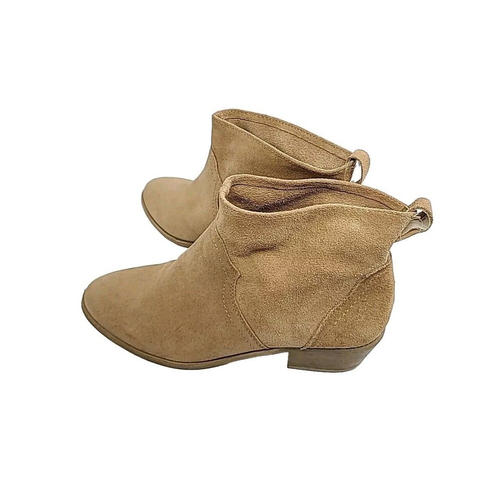 Sole Society Size 7 B So-Carson Ankle Booties Tan Suede  Shoes Block Heel